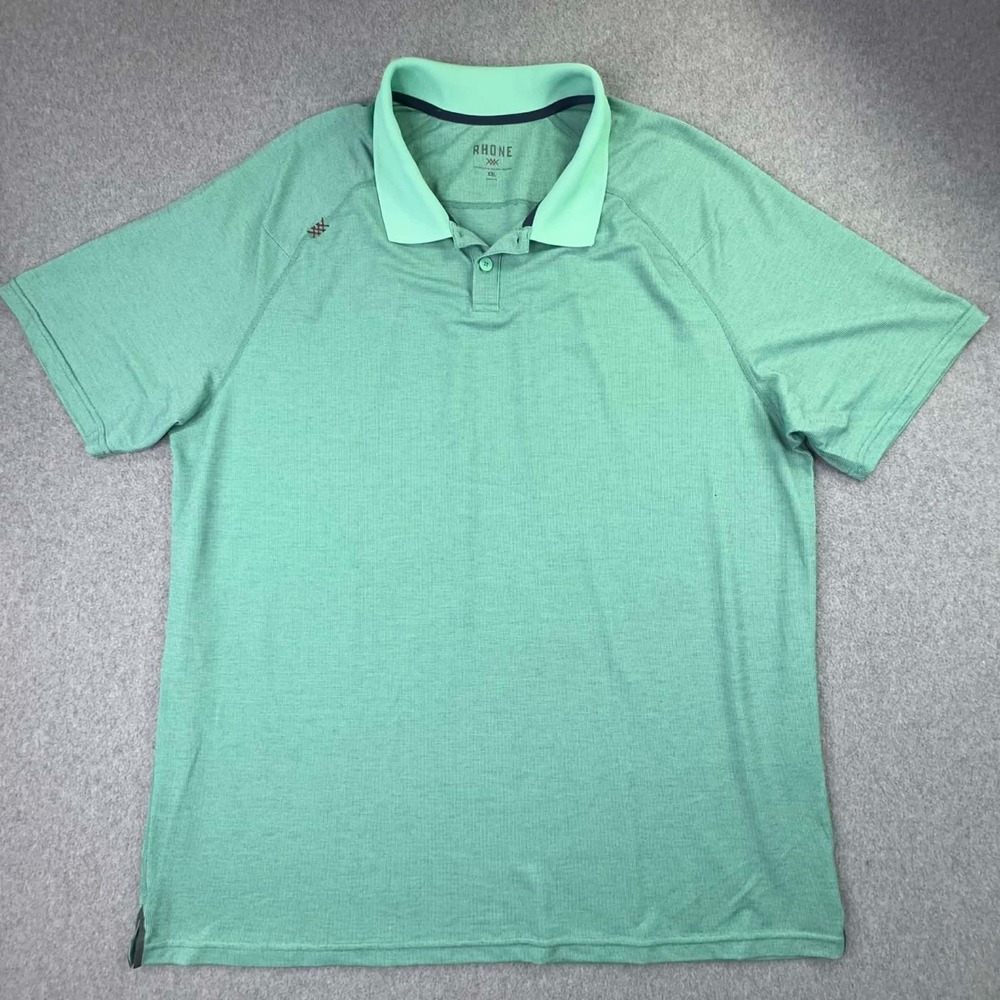 Rhone Delta Pique Polo Shirt Mens XXL Green Short Sleeve Performance Golf Raglan - Picture 2 of 7